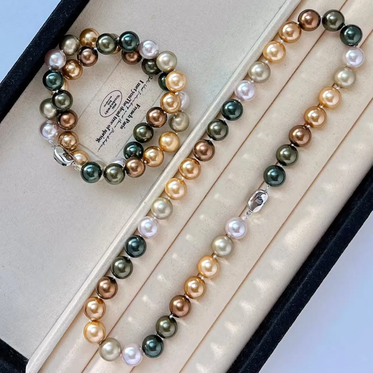 

12Mm large grain Maillard high gloss shell pearl sweater chain collarbone chain sweater chain