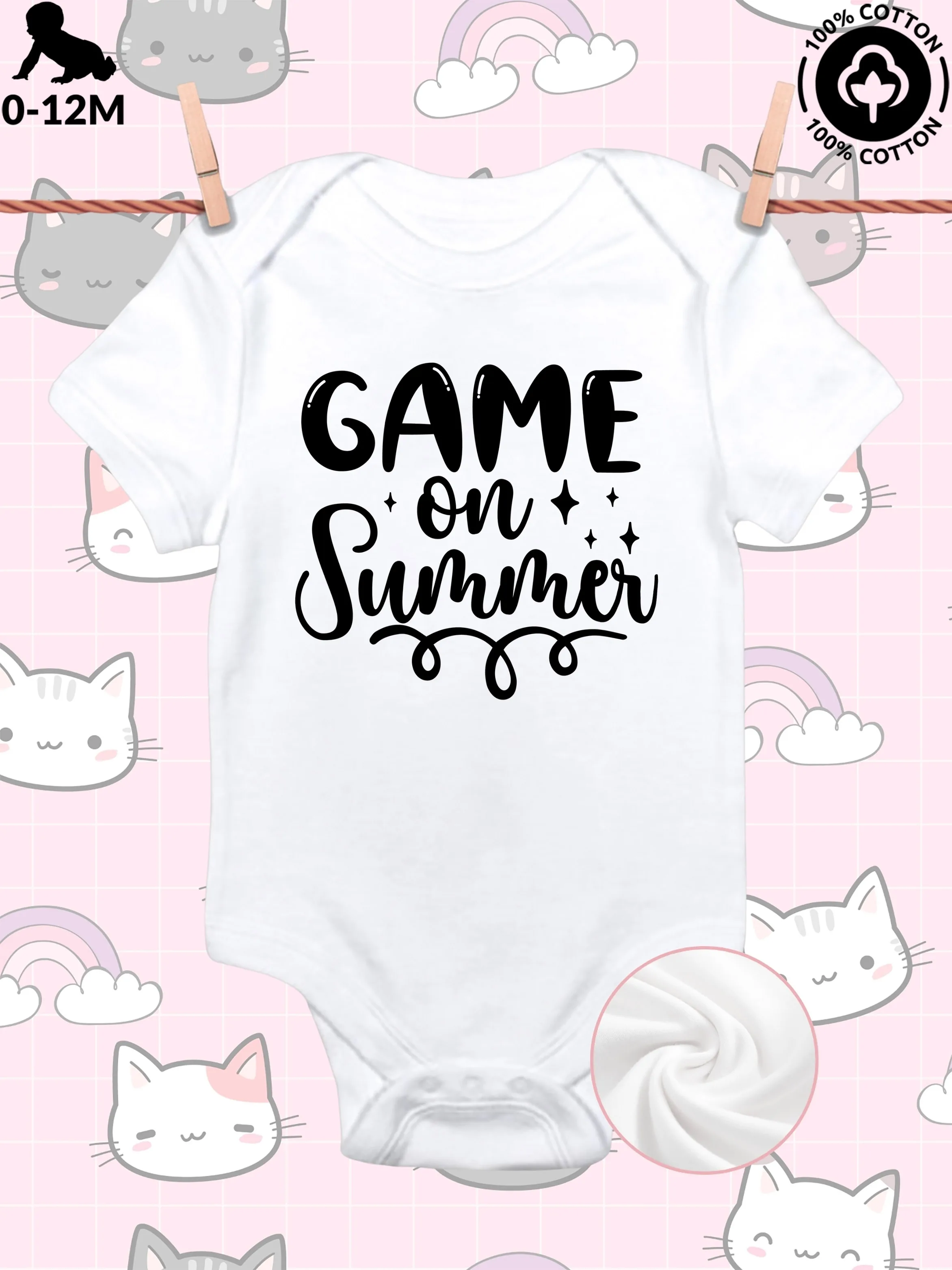

Game On Summer Unisex Baby Crawling Suit, Pure Cotton Soft Onesie, All-Season Wear White Bodysuit 190GSM