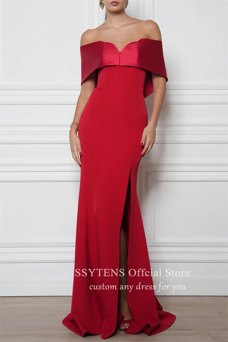 SSYTENS Red Long Formal Evening Dresses Lady Arabic Formal Occasion Gowns Party Gowns Long Elegant Mermaid Wedding Prom Dress