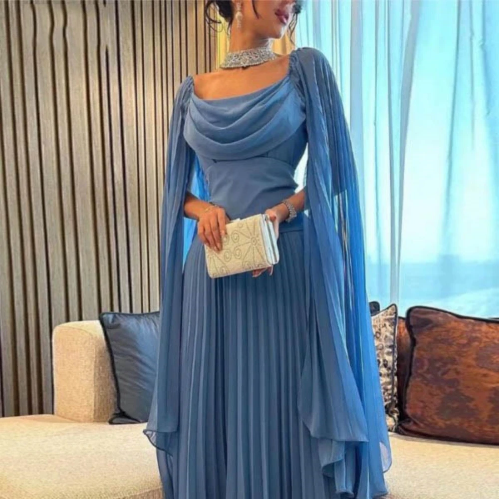 He Mei Elegant Formal Occasion Dress For Women Floor Length Scoop Collar Evening Gowns A Line Chiffon Prom Dresses فساتين السهرة