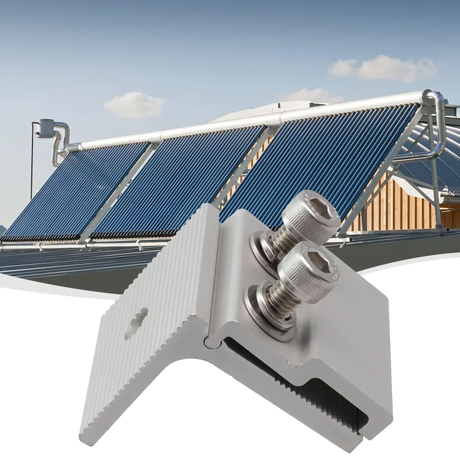14Pcs Aluminium Standing Seam Clamp Set with Stainless Steel Hardware for Secure Solar Pv Mounting on Sheet Metal Roofs