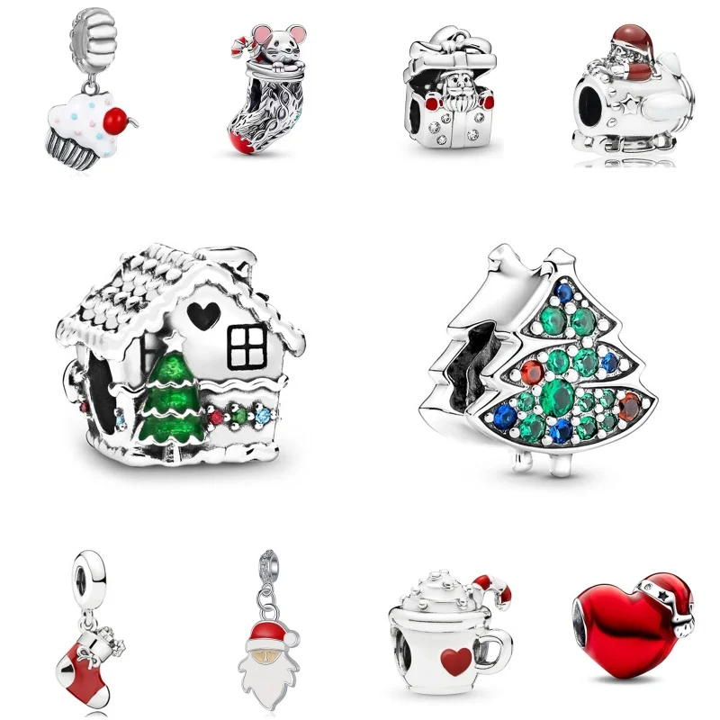 Luxury Christmas Series Alloy Santa Claus Bead DIY Bracelet Key Chain Accessories For Pandora Jewelry Making Halloween Gifts