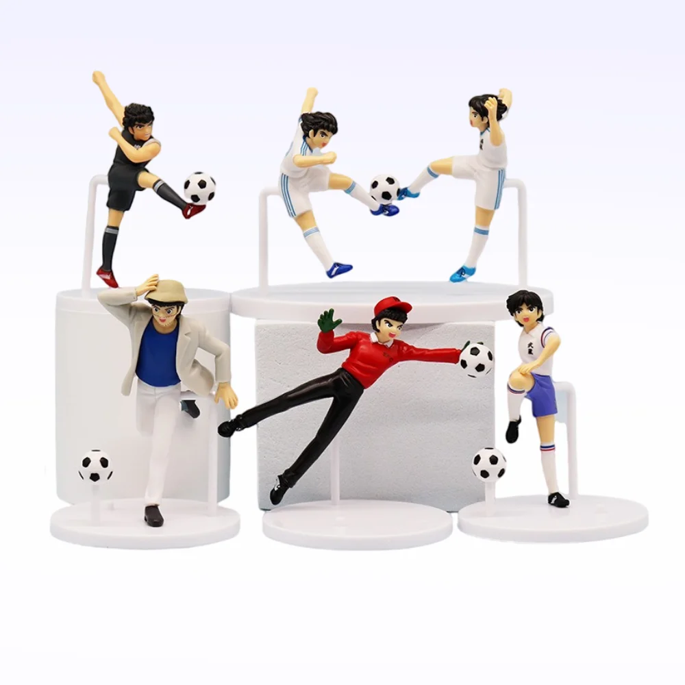 6pcs Captain Tsubasa Anime Figure Ozora Tsubasa Action Figures Hyuuga Kojirou/Wakabayashi Genzou Figurine Collection Model Toys