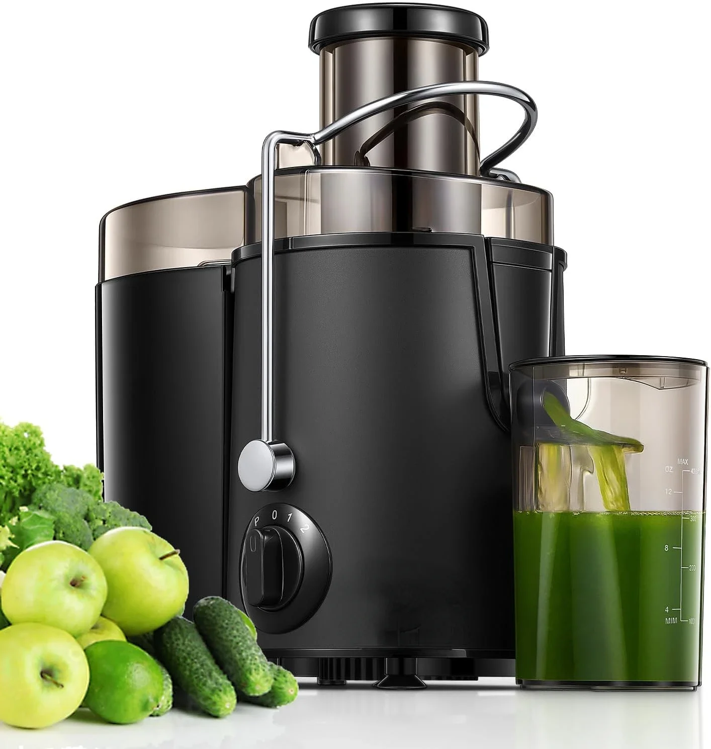 Mesin Juicer, Juicer seluruh buah dan sayuran dengan 3 kontrol kecepatan, Juicer sentrifugal dengan mulut lebar 3 \ u201D Feed Chute,