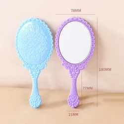 Vintage Carved Handheld Vanity Mirror Ellipse ABS Makeup Mirror SPA Salon Makeup Hand Mirror Handle Cosmetic Compact For Women