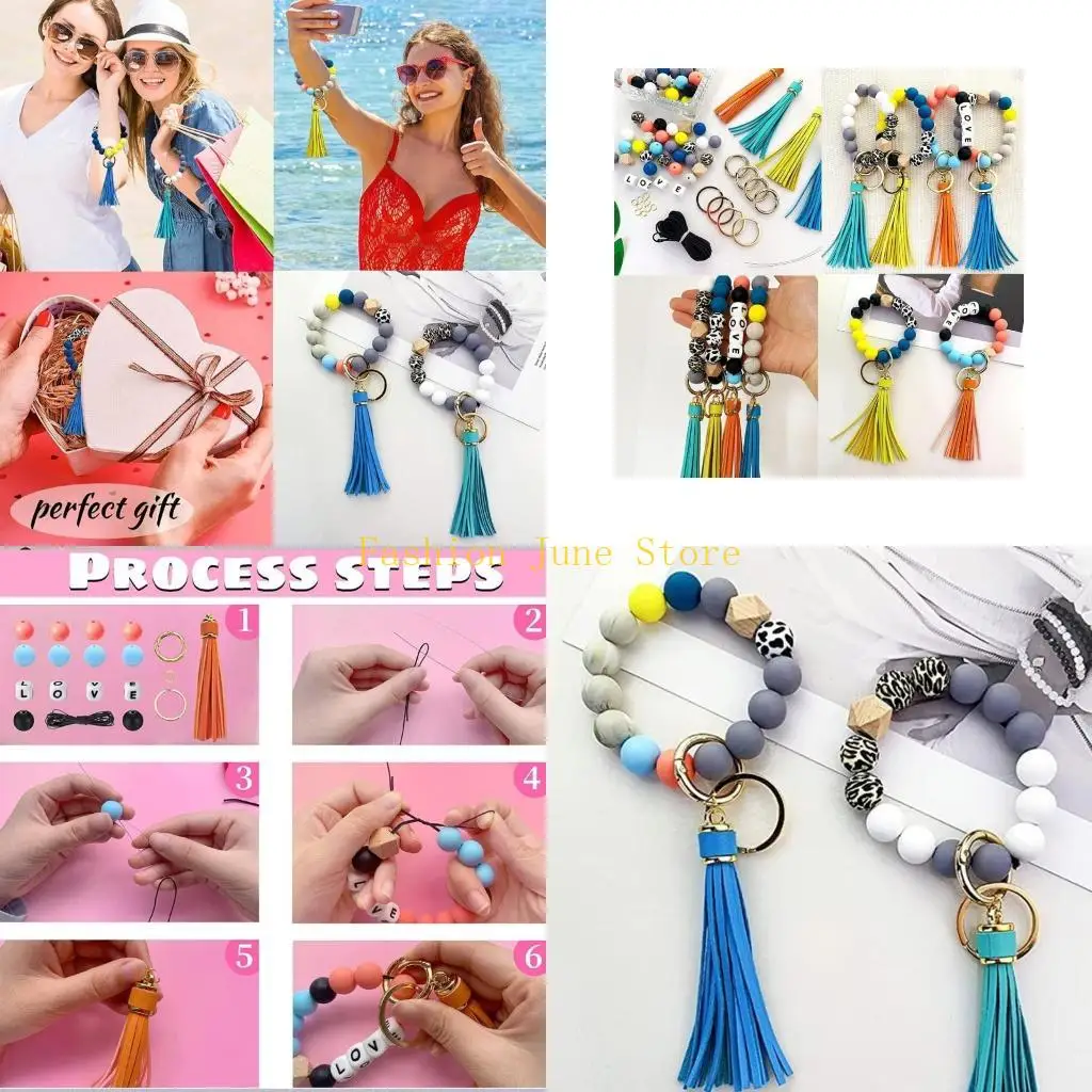 

N5KA 1 SET SILICONE SLICONE BEASS Круглые шестигранные бусины с кисточкой пищевой клад