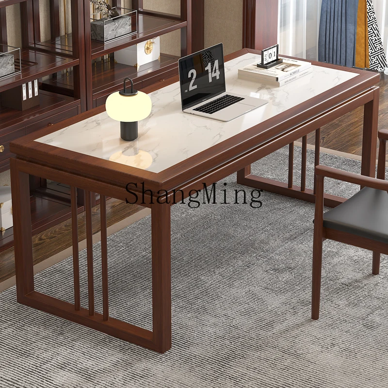 

CL room office desk light luxury modern rock slab solid wood large board student household calligraphy table writing desk