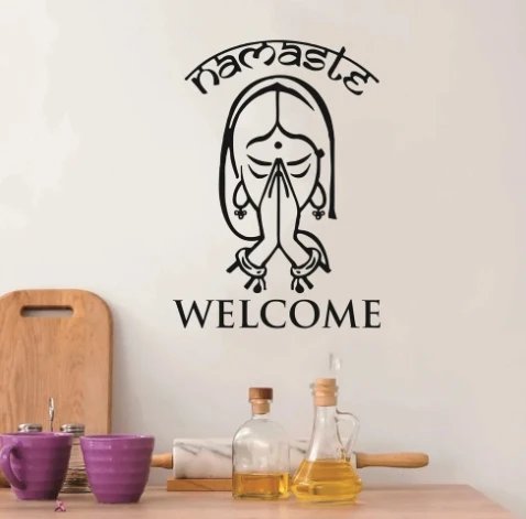 1 מכירה חם pvc קיר מדבקה קיר מדבקות קיר אמנות טפט בברכה מילים קישוט ויניל מדבקת יוגה ציור קיר