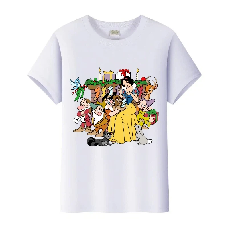 

Футболки с принтом «Белоснежка», «Принцесса друзья», детская свободная футболка, футболка с короткими рукавами, женский топ с круглым вырезом, семейные блузки для девочек, подарок