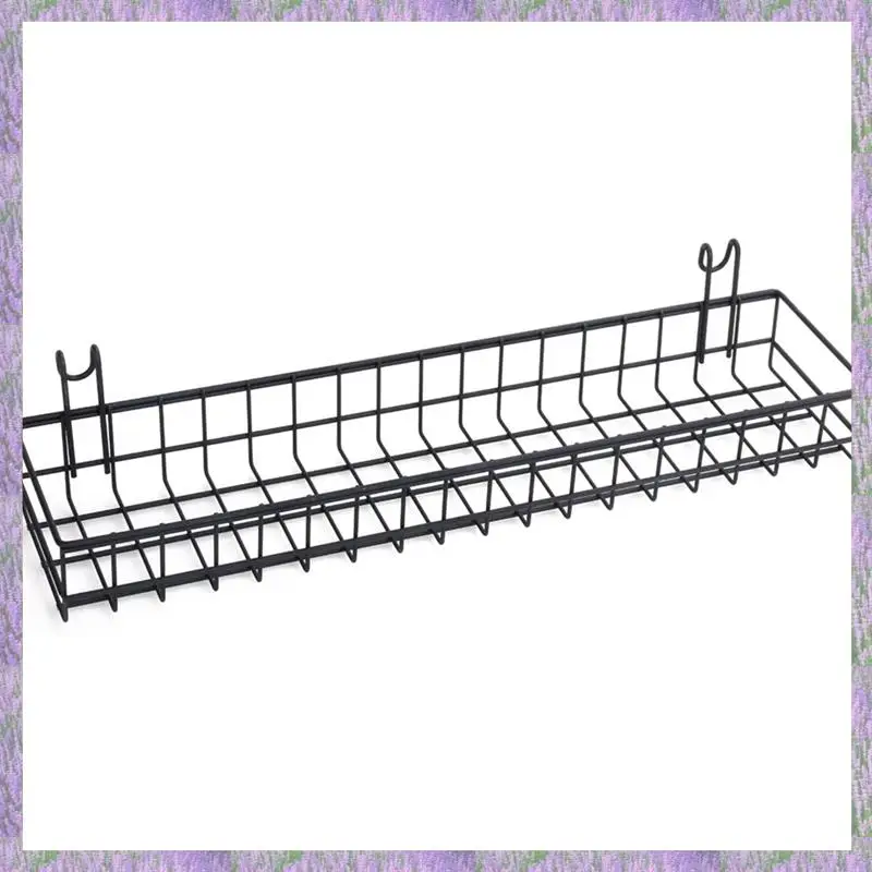 A63K-3X Hanging Basket For Wire Wall Grid Panel, Multi-Function Wall Storage And Display Basket, 40X10X5CM, Black Painted