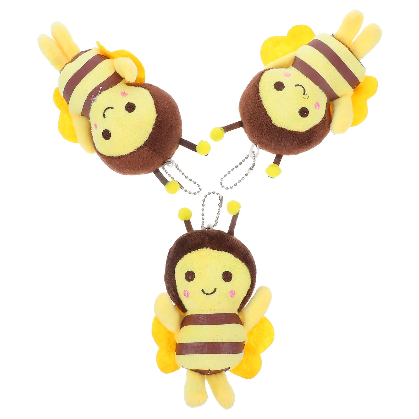 3 Pcs Bumble Little Bee Pendant Baby Earrings Plush Key Chain Ornament Pp Cotton Nail Stickers