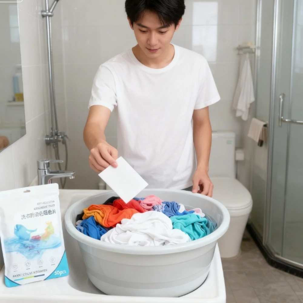 50/100 PCs  Laundry Sheets Color Absorbing Sheets Anti-Color Bleeding Anti-Dyeing Disposable Paper Household Items