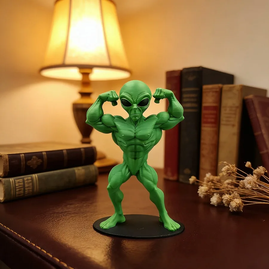 1/2-teiliges Set Grüner Muskel-Alien-Figuren, 3D-Gedruckte Lustige Bodybuilding-Muskel-Frosch Desktop-Spielzeugfiguren, Alien-Puppen, Hardcore Muskel-Alien-Figuren – Detail 3