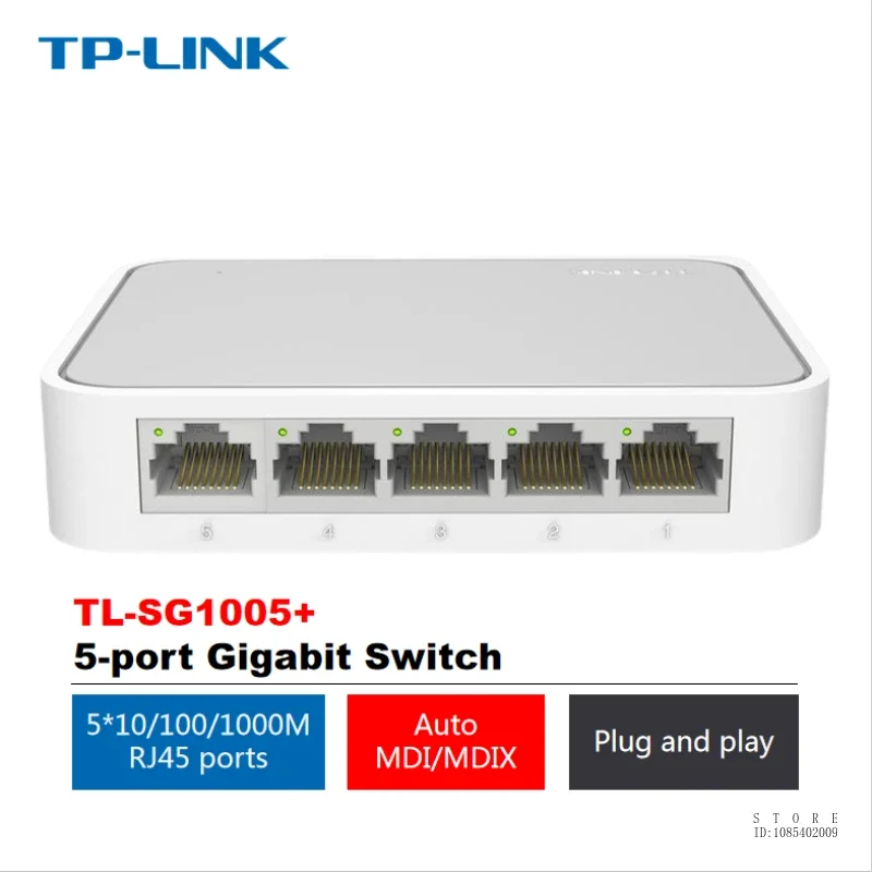 TP-LINK 5-port Gigabit Switch 1000mbps Network Cable Network Splitter Home Dormitory Splitter Mini Plug and Play TL-SG1005+