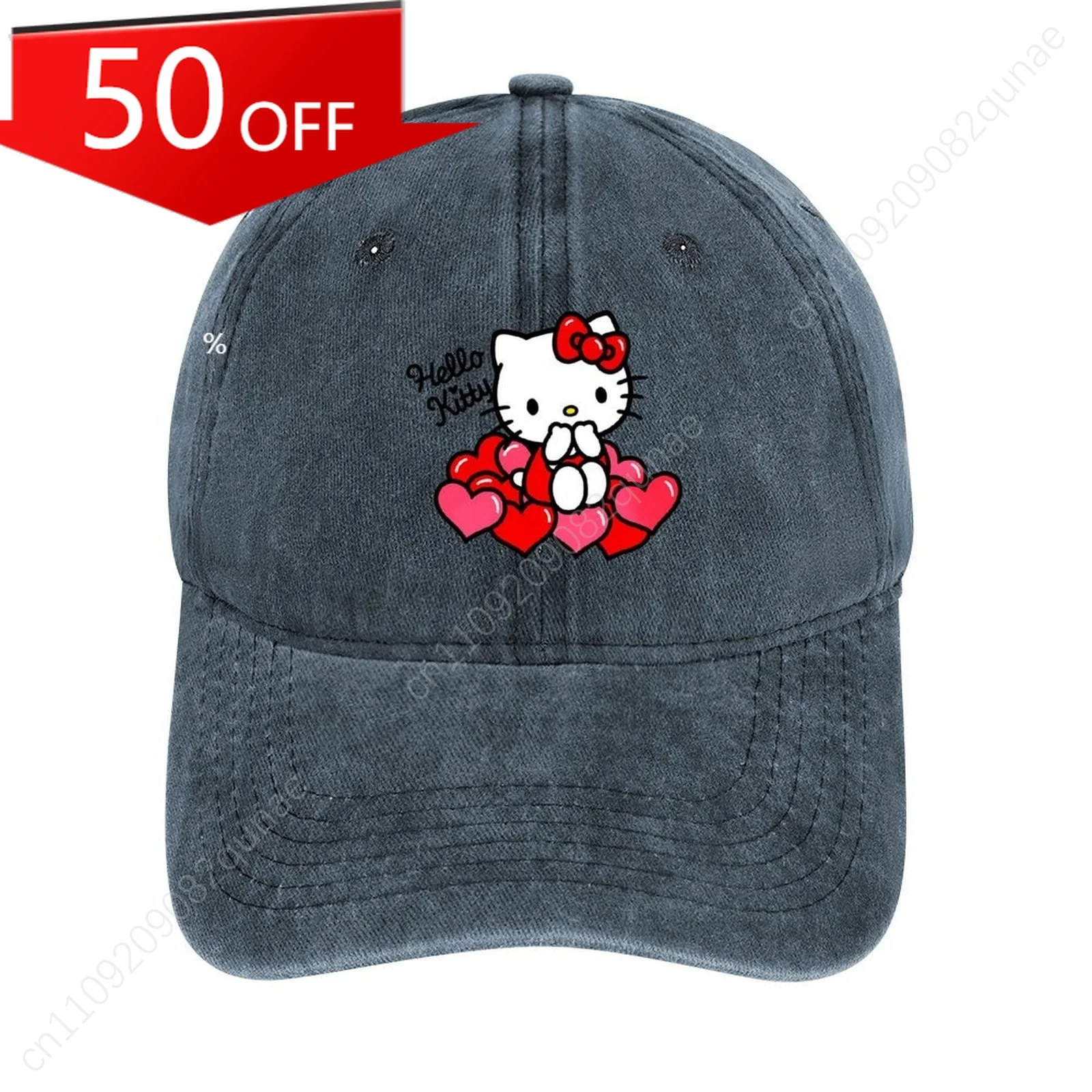 

Бейсболка Sanrio Hello Kitty с сердечками, регулируемая повседневная кепка, унисекс, милая кепка с мультяшным принтом