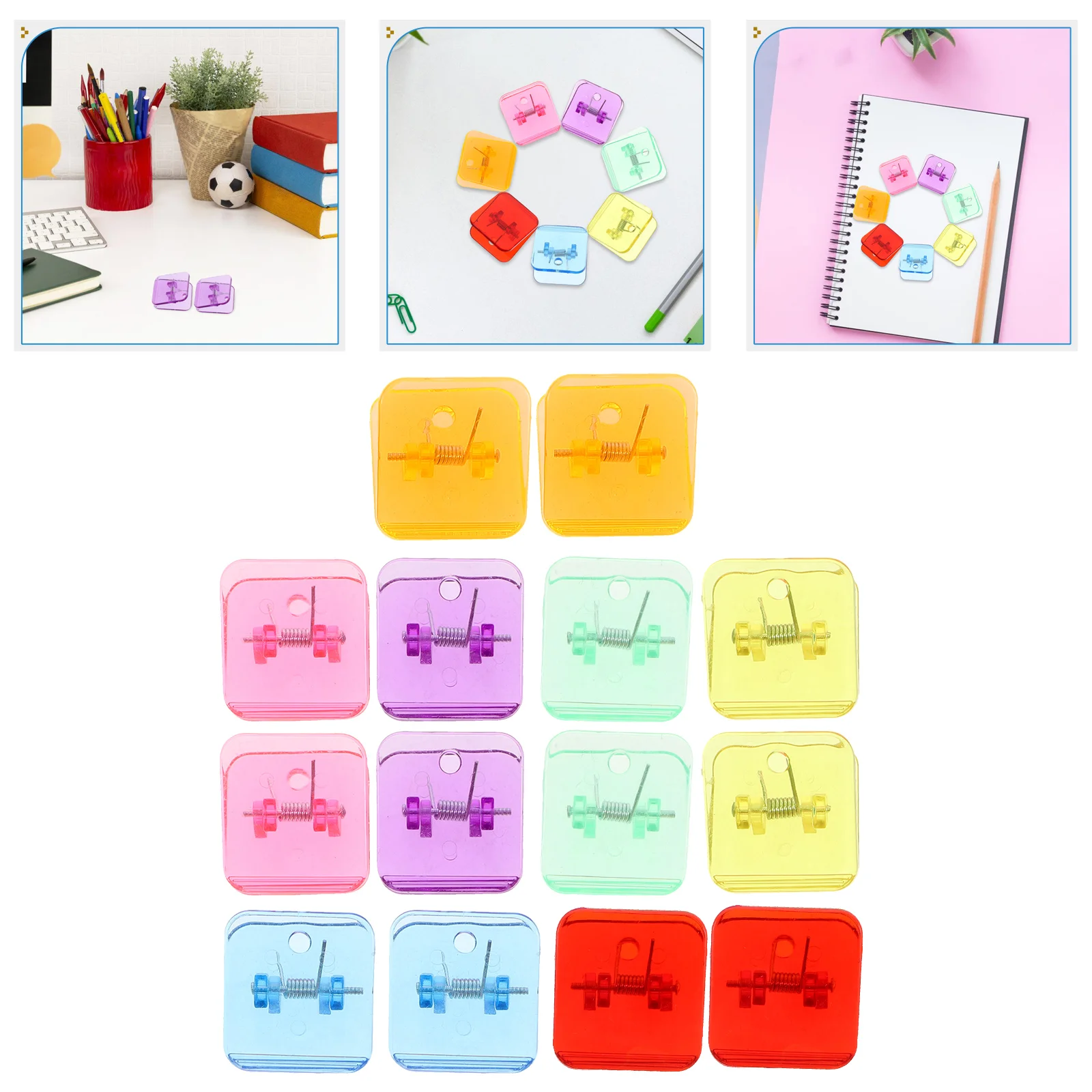 

14 Pcs Clamp Transparent Folder Adhesive Household Sealing Clip Clip-on Work Product Paper Clips
