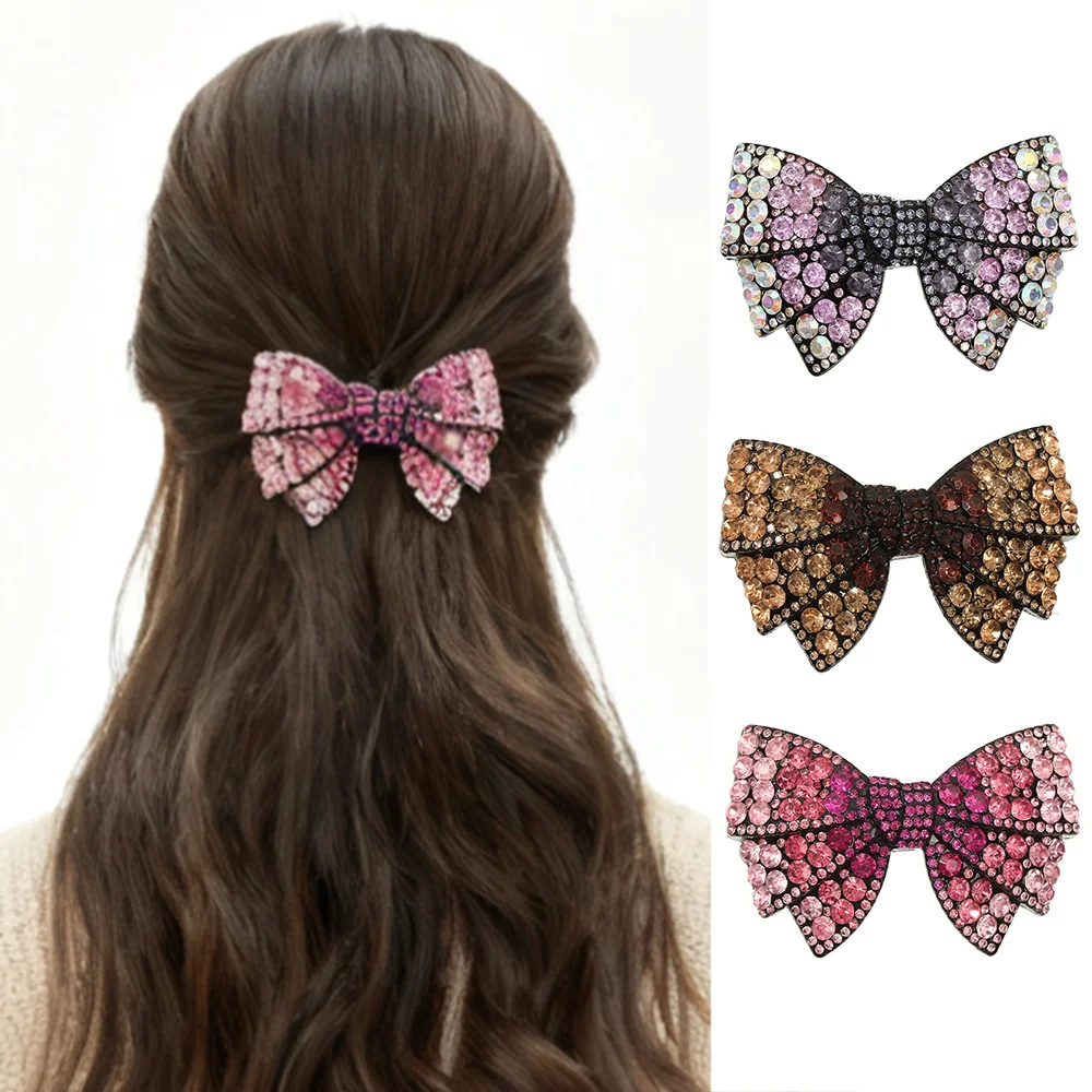 

Новая заколка для волос с водным бриллиантовым бантом, заколка для волос с градиентом и бантом, женские модные и элегантные аксессуары для волос