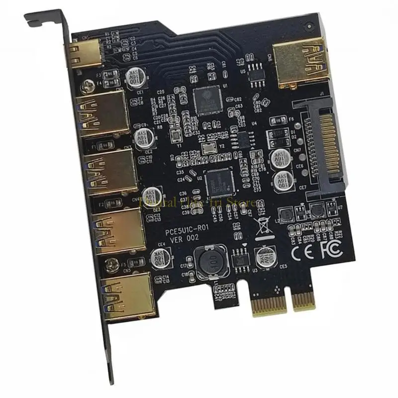 E06D USB Card Card 4 Ports + Type C + встроенный USB Extender PCI-E USB 3.2 RISER
