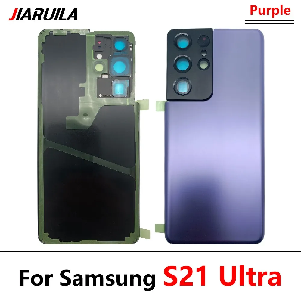 NEW Back Battery Door Rear Housing Cover Case with Camera Glass Lens With Glue Adhesive For Samsung S21 Ultra / S21 Fe