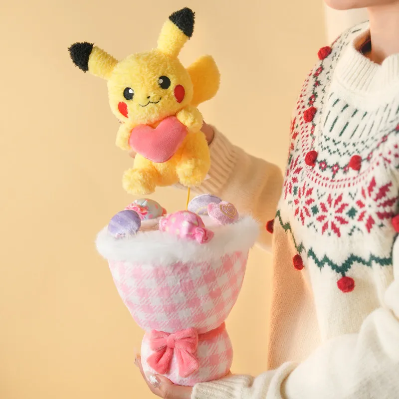 

New Arrival Original Potdemiel Pokemon Pikachu Plush Bouquet Candy Style Stuffed Soft Plush Toy A Gift For A Thoughtful Girl