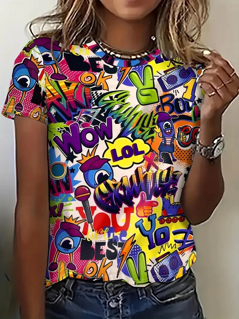 

Women's PLUS Size 3D Full Printed Short Sleeved T-shirt, Loose and Casual,soft,comfortable and Breathable, Suitable for Outdoor