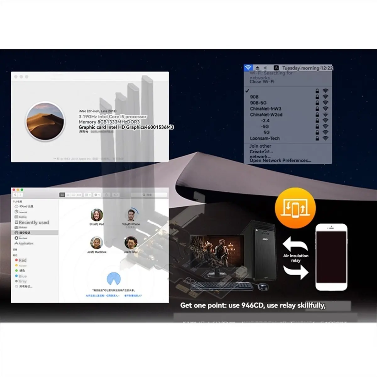 2026 جديد + BCM94360CD Hackintosh PCIE محول لاسلكي 1750 ميجابت في الثانية، ثنائي النطاق 2.4 جيجا/5 جيجا هرتز، بلوتوث 4.0، دعم إيقاف Airdrop #5