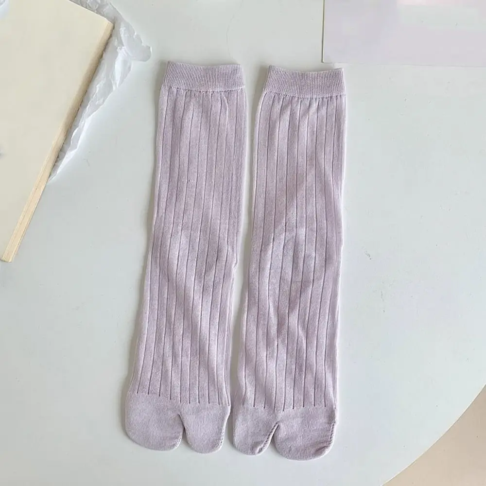 

2Pairs Simple Candy Color Two Toed Cotton Socks Anti Slip Mid-calf Split Toe Sock Lolita JK Women Toe Separator Socks School