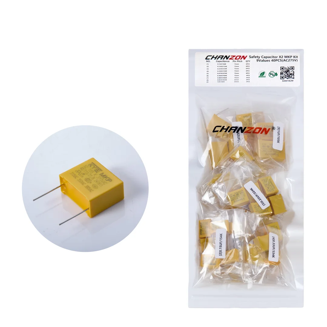 

new X2 Safety Capacitor Assorted Kits 275V 310V High Capacitance Plastic Film Set Polypropylene Film chanzon Safety Capacitance