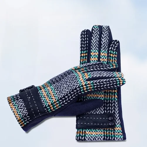 따뜻한 양모 사이클링 장갑, 터치 스크린, 대비 색상, 양모 캐시미어, 따뜻한 운전, 가을 및 겨울 