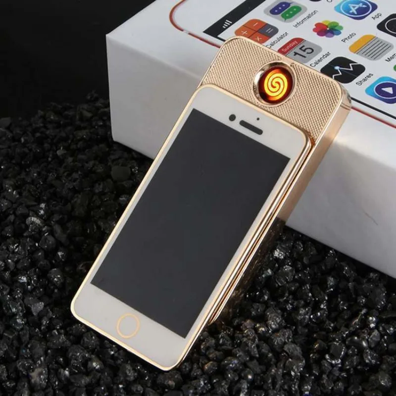 

Rose Gold Mini USB Personalized Creative Mobile Phone Charging Electronic Cigarette Lighter Sliding Lighter Windproof Men's Gift