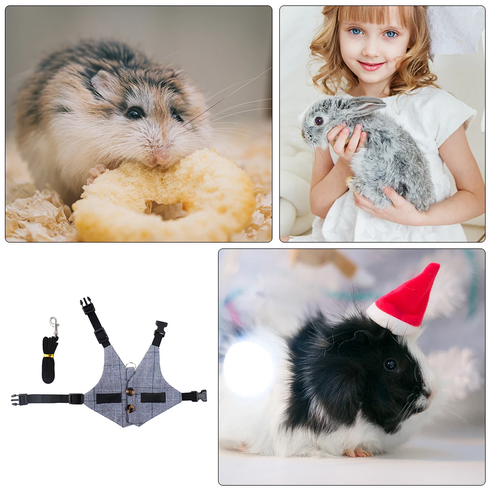 

1 Set Stylish Rabbit Suit Vest Supple Bunny Vest Lightweight Walking Leash Durable Portable Harness For Small Rabbit Outdoor