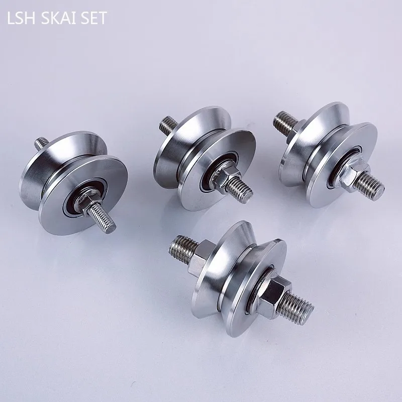 1Pc 304 Stainless Steel Pulley Double-headed Screw Wire Guide Wheel Moving Door Track Wheel V/U/H Quiet Bearing Door Roller