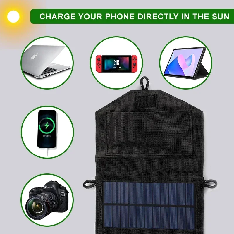 Solar Cell 500W Photovoltaic Panels USB Charger System Battery V 5V Portable Flexible Foldable Energy Power Sunpower Camping Set