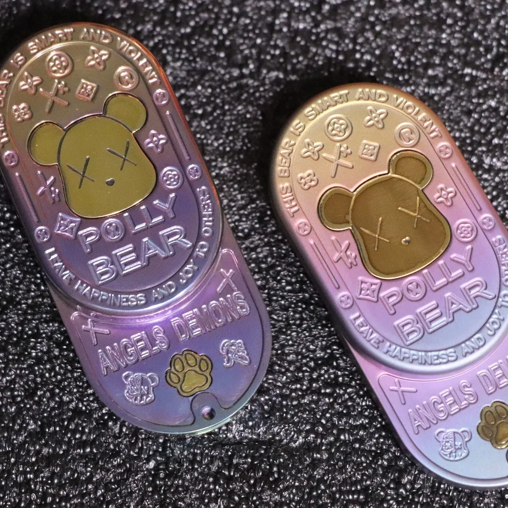 

ZDEDC Panda Collaboration Edition Titanium Alloy Polished and Sandblasted Surface Rhythmic Finger Push Card Stress Relief Toy