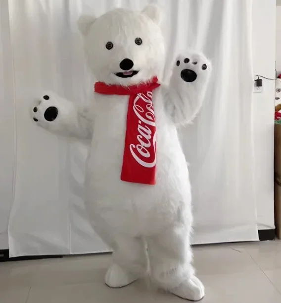 furry white Cola polar bear mascot costume adult white bear mascot outfit suit