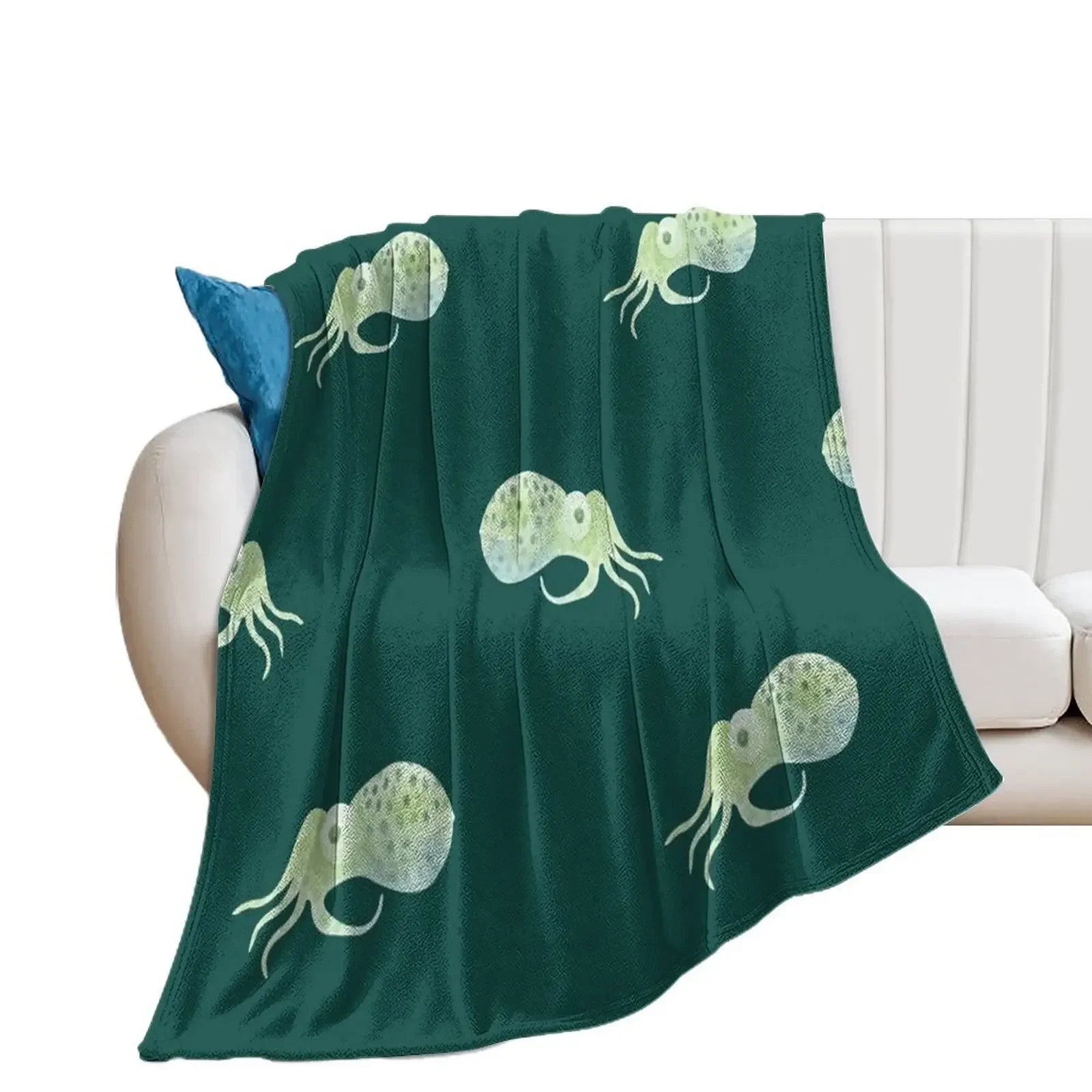 Watercolor Bobtail Squid Throw Blanket Decorative Throw Blankets For Sofas For Sofa Thin Luxury Brand Blankets