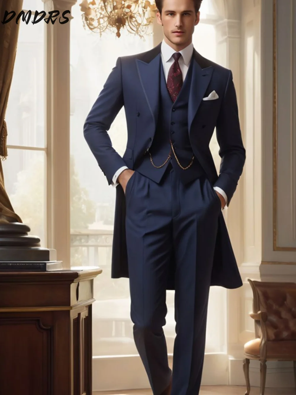 Handsome Single Breasted Men Suit Classic Long Coat Men Suit 2027 Fashion Hot Sell Male Set Daily Business Blazer Pants Vest