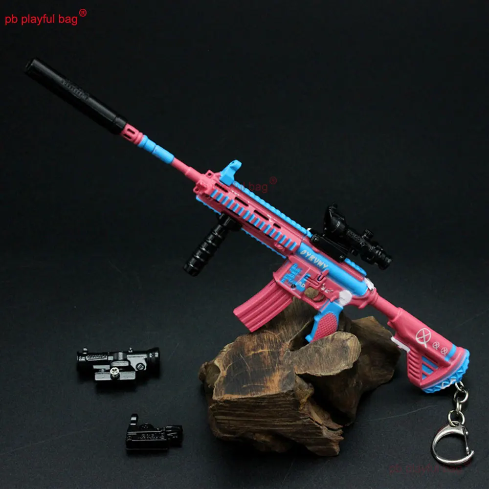 24 cm Rosa Summon M416 Legierung Gun Modell Gewehr Schlüsselbund Spiel Metall Anhänger Action-figuren Dekoration Sammeln Kinder Spielzeug Geschenk ZG125