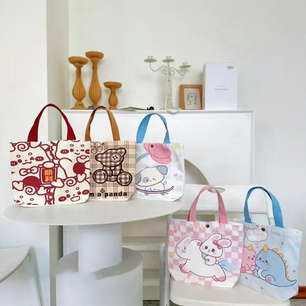 

Cartoon Casual Canvas Tote Bag Large Capacity Cartoon Pattern Mini Handbags Lunch Bag for Travel
