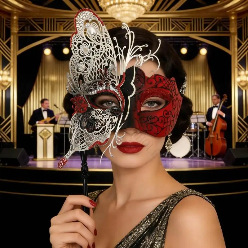 R7UF Handheld Butterfly Mask Face Covering For Carnival Celebrations And Role Play