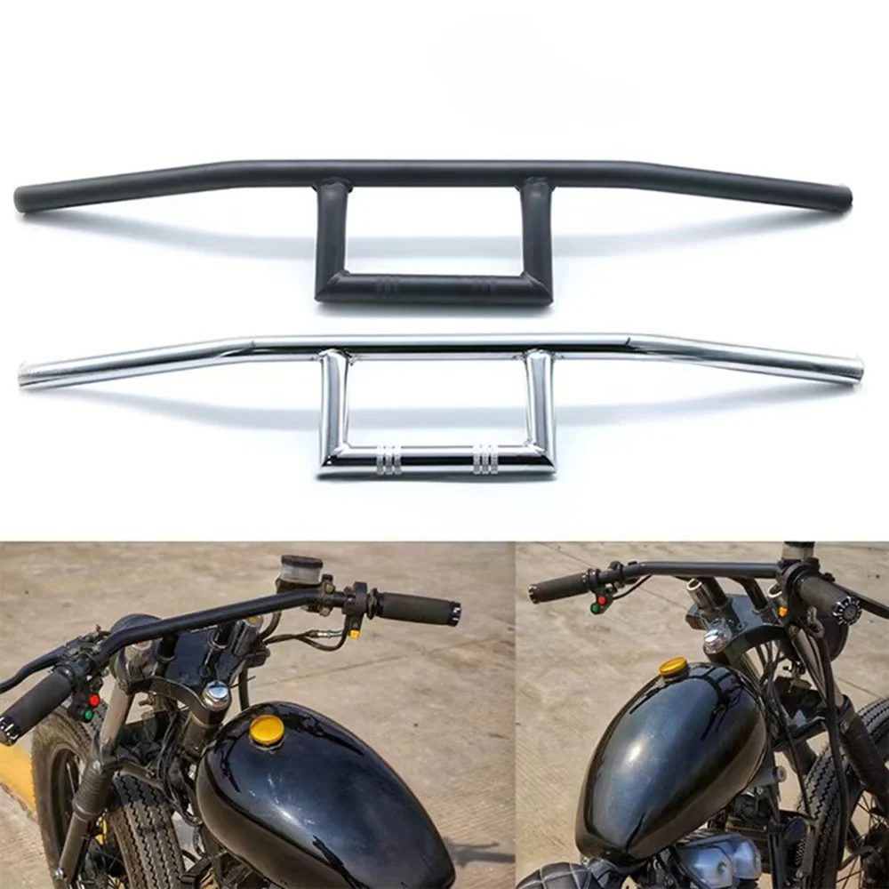 

Universal Motorcycle Handlebar Retro Scooter 22mm Black Chrome Bars Vintage Motorbike Handle Bar Motocross Steering Wheel