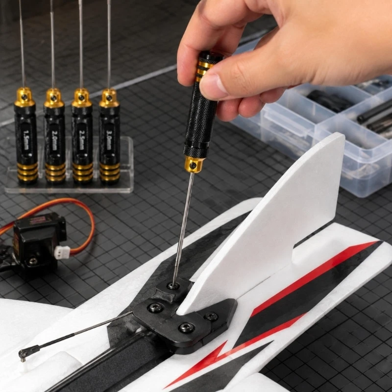 4-Piece Screwdriver 1.5/2/2.5/3mm, Knurled Aluminum Grips, and Shafts for Radio-Controlled Model Repair M4YD