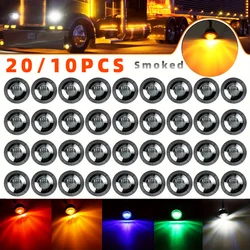 10/20PCS Smoked 12V Mini Round LED Light Flush Mount Side Marker Clearance Lamp Indicator Boat Truck Lorry Caravan Trailer