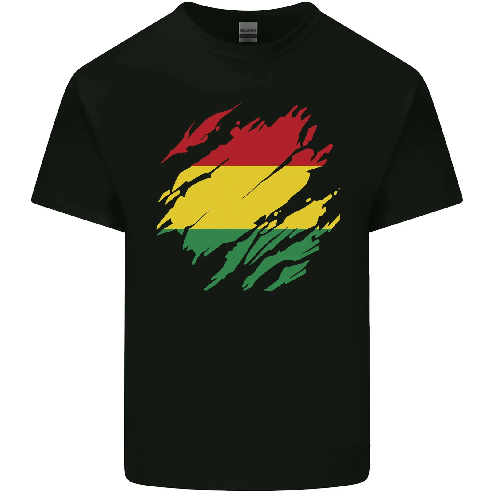 Torn Bolivia Flag Bolivian Day Football Mens Cotton T-Shirt