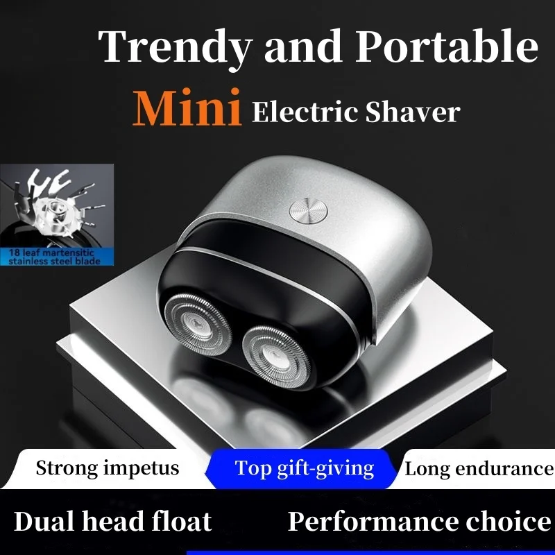 Mini Afeitadora eléctrica portátil para hombre, afeitadora de cuerpo completo, doble cabezal, barba magnética, alta velocidad, portátil, para el hogar