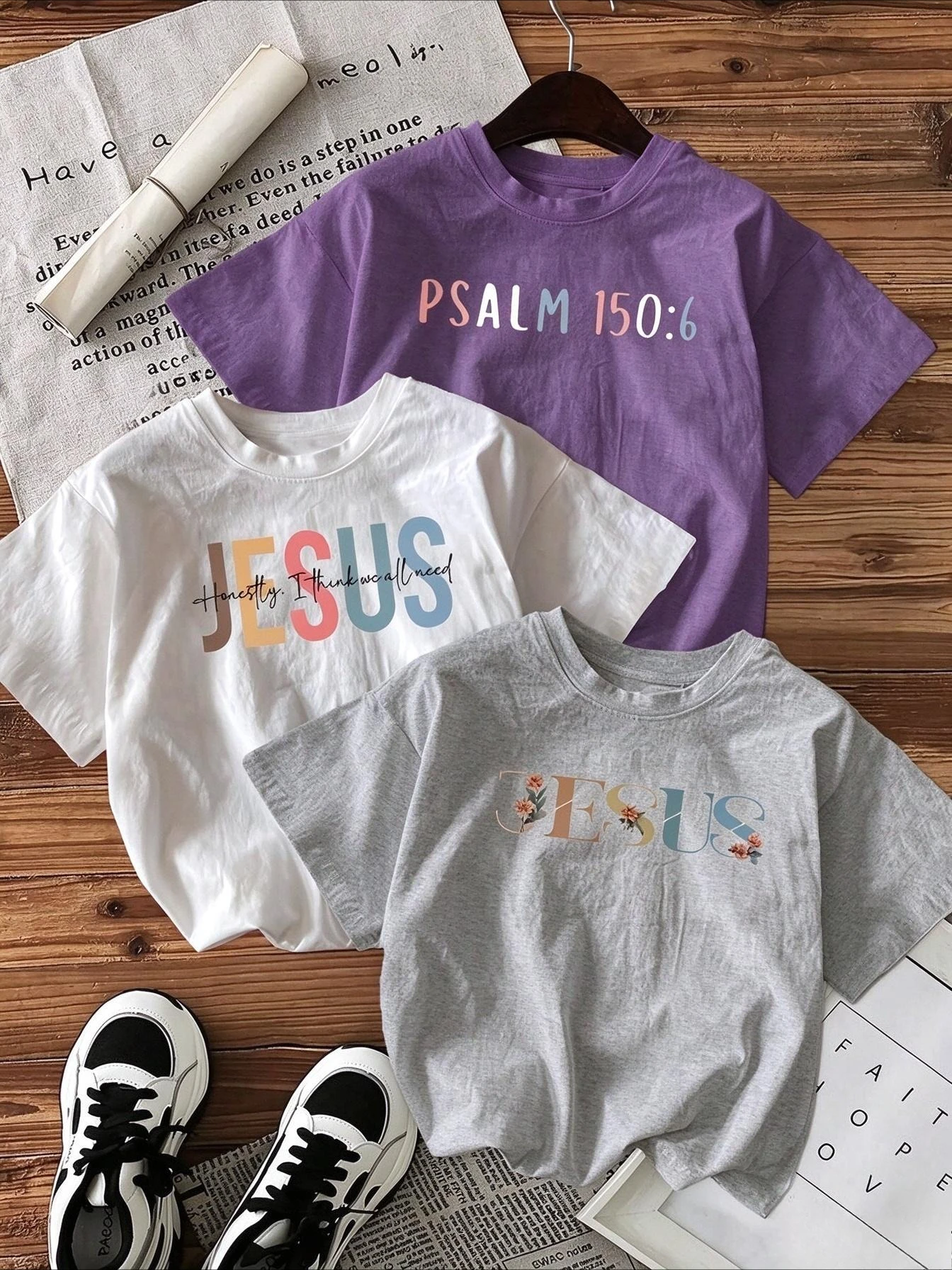3 Pack Christian Tees Women Jesus Bible Verse Graphic T Shirt Faith Clothing Crew Neck Short Sleeve Top Casual Religious Multipack