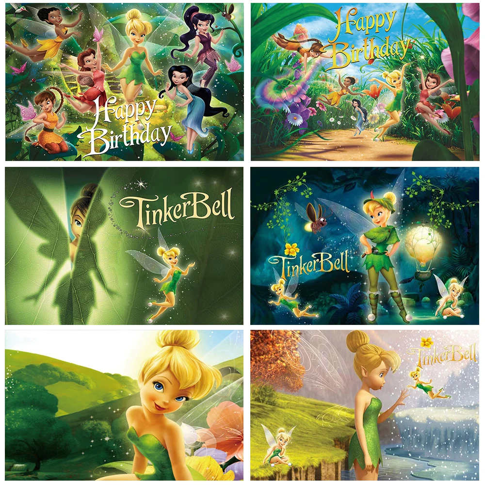 

Tinker Bell Fairies Background Girl Birthday Party Supplies Decoration Silvermist Cartoon Baby Shower Banner Photo Background