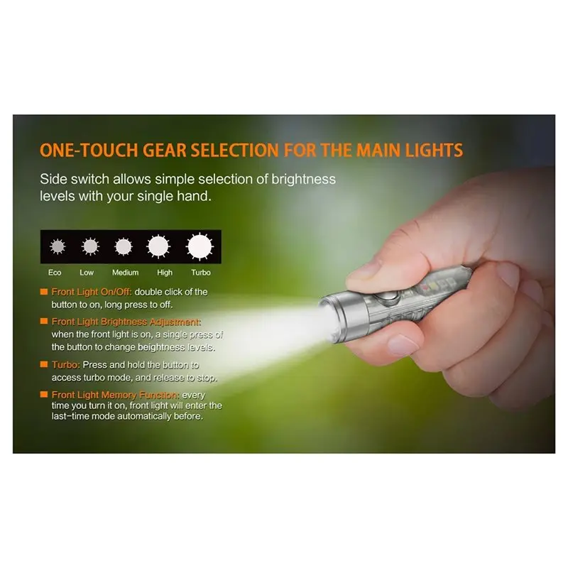 A04G-Portable Flashlight Mini Keychain 400 Lumens IP66 Waterproof For Outdoor 150M Distance Type-C Rechargeable