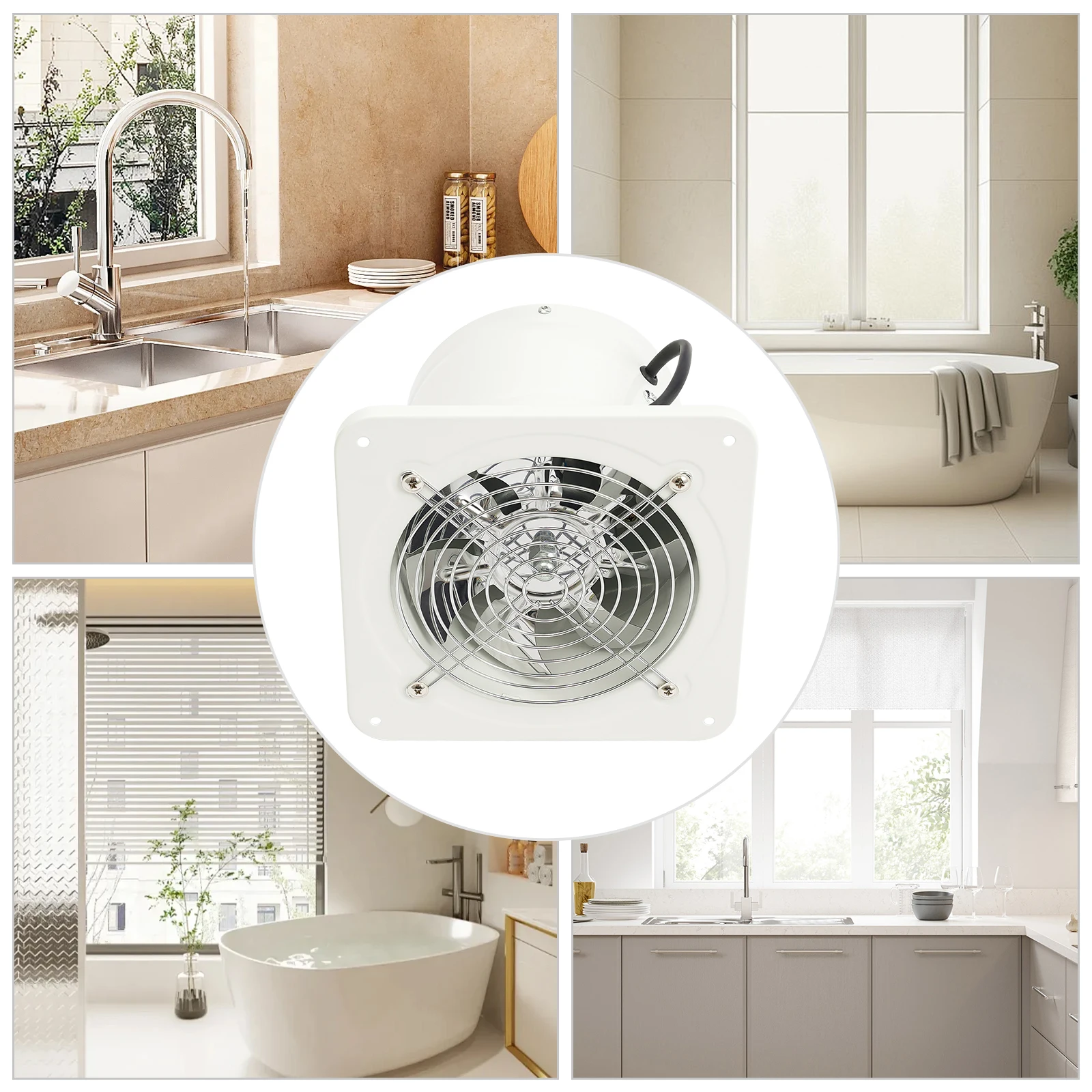 

6 Inch Exhaust Fan, 40W 110V Wall Exhaust Fan, Window Mounted Fan with Speed 2600RPM, for Kitchen, Bathroom, Warehouse (White)