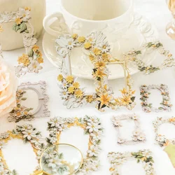 20pcs/pack Flowers Frame Stickers for Scrapbooking PET Materials Art Collage Junk Journal Decor Sticker Stationery